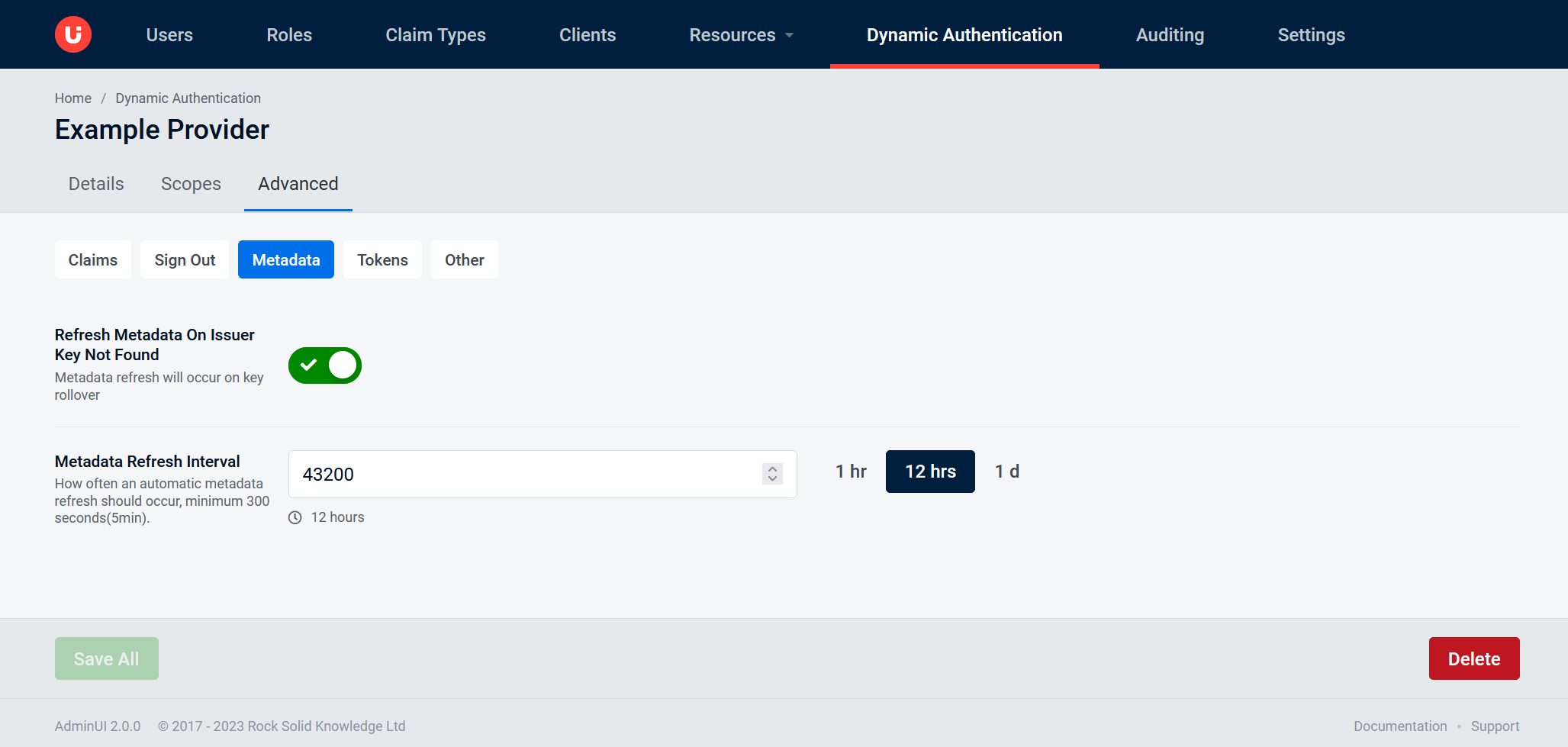 Example OIDC Advanced Metadata